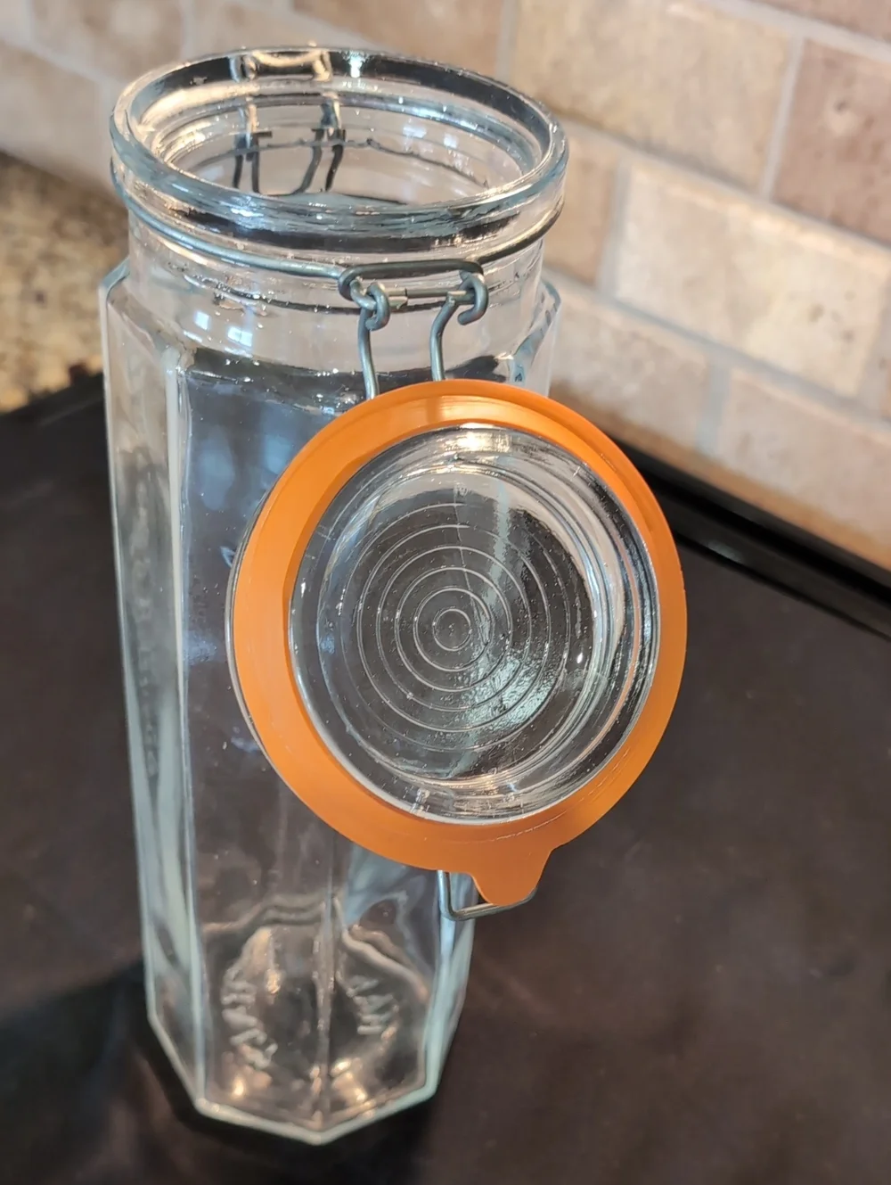 Vintage 70's Italian Glass Spaghetti Jar Bail Clamp Hermetic Lid 12.75